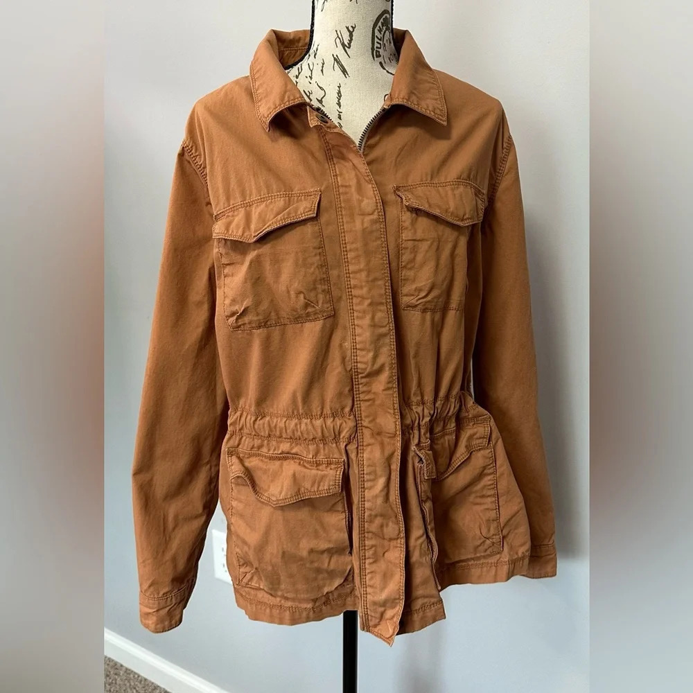 🍂🍂Jacket Old Navy Brown Cotton  with Floral Lining 🍂🍂 - Picture 4 of 14